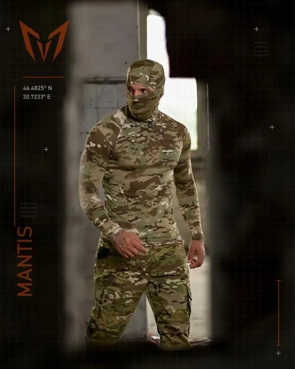 Тактичний лонгслів з балаклавою MANTIS Phantom LS Combat Shirt - Multicam для військовослужбовців під бронижеоет — фото 5