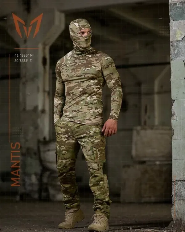 Тактичний лонгслів з балаклавою MANTIS Phantom LS Combat Shirt - Multicam для військовослужбовців під бронижеоет — фото 7