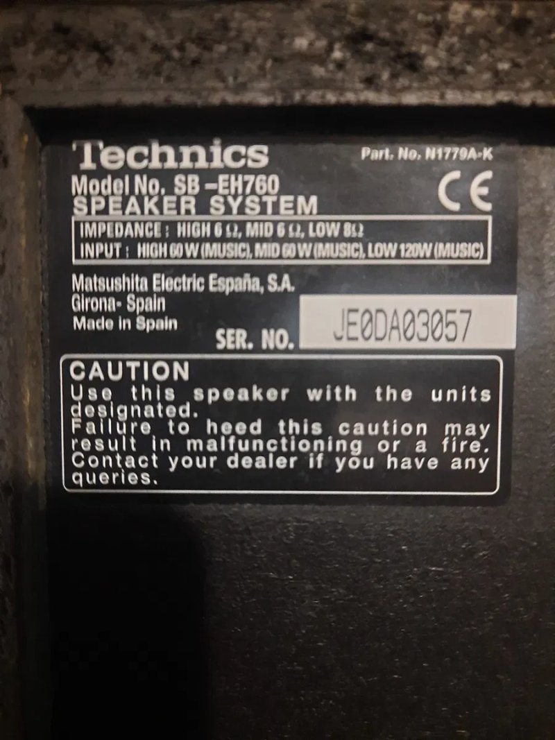 Technics, Колонки трехполосные, пассивные EH760 120вт усилитель  SU V300 (НЕДОРОГО) — фото 4