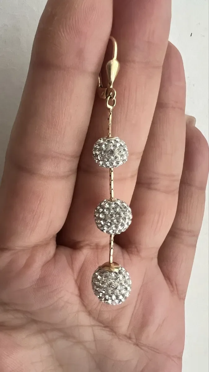 Торга нет! Серьги золото 585 камни Swarovski вес 6,32 длина 7 см — фото 3