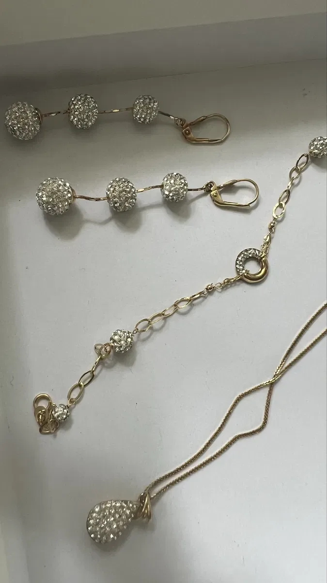 Торга нет! Серьги золото 585 камни Swarovski вес 6,32 длина 7 см — фото 6