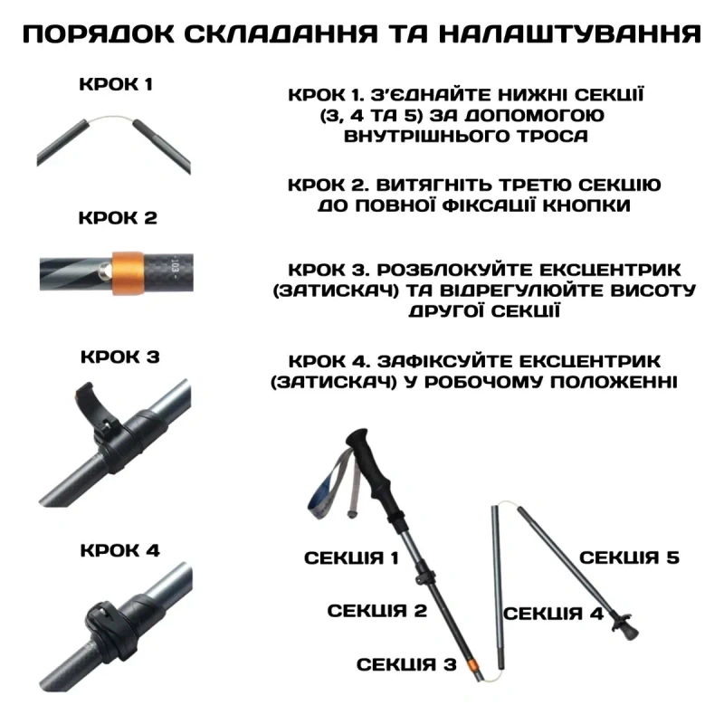 Трекінгові палиці складні Naturehike CNK2450DS013/туристичні палиці Z-конструкції/трекинговые палки — фото 5