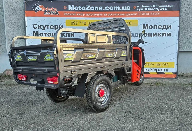 Трицикл вантажний електричний ZONGER 1500w (Колір Графіт) +Доставка — фото 5
