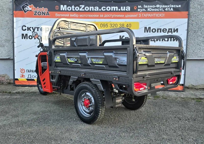 Трицикл вантажний електричний ZONGER 1500w (Колір Графіт) +Доставка — фото 7