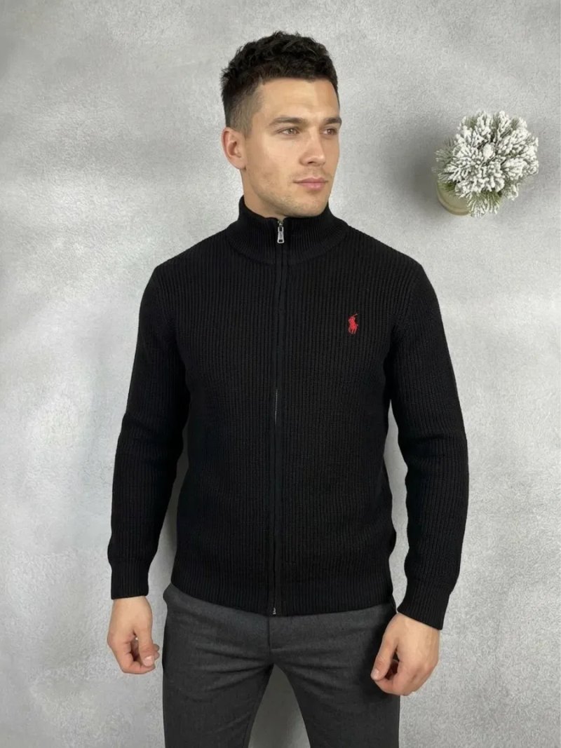 В'язана чоловіча кофта Polo Ralph Lauren В'язаний кардиган Поло Ральф Лаурен Чорна кофта Поло Кардиган чоловічий — фото 2