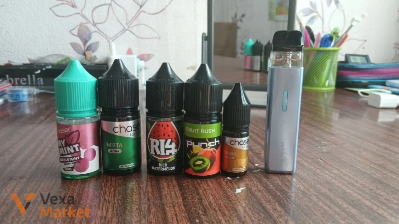 Vaporesso Xros 5 Mini Pod голубого кольору з 2 картриджами та 5 рідинами