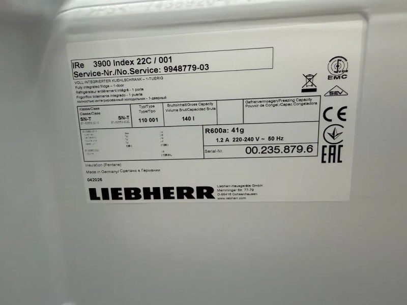 Вбудований маленький холодильник Liebherr IRe 3900 з Німеччини — фото 7