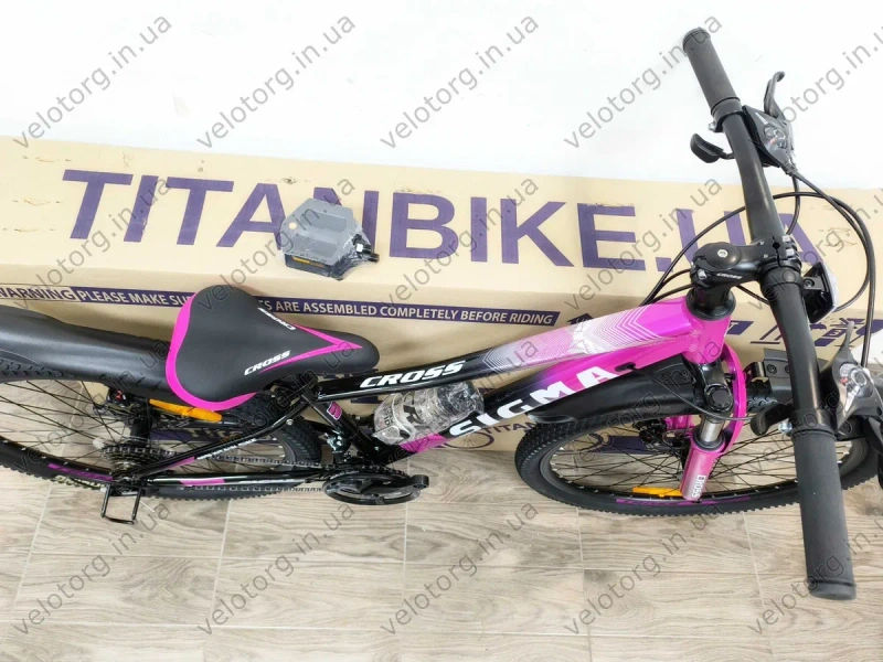 Велосипед Новий Дитячий Cross 24"-26" Sigma purple, pink для дівчинки 7-12 років, Алюмінієвий | Трансмісія SHIMANO, 21 швидкість, дискові гальма — фото 5