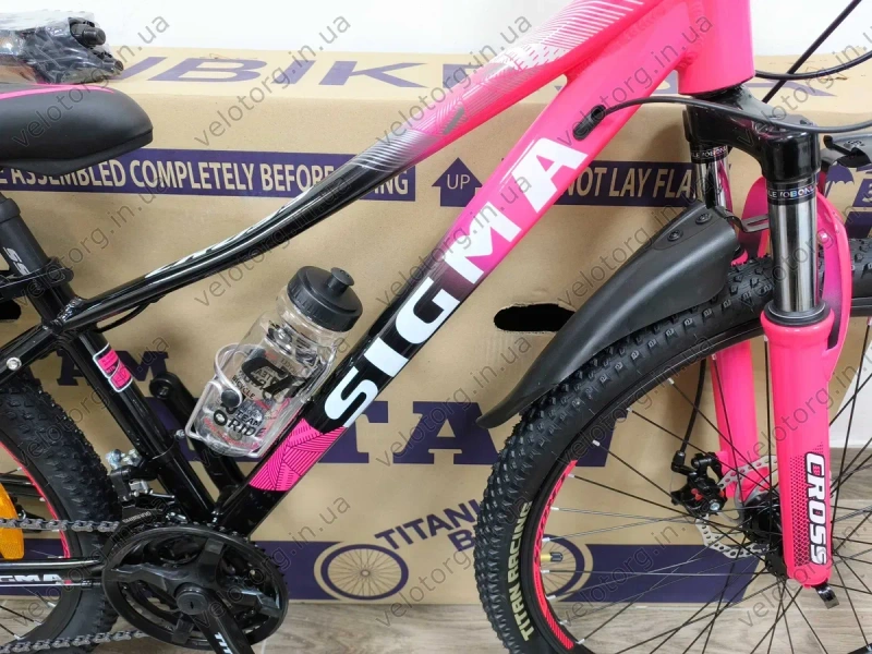 Велосипед Новий Дитячий Cross 24"-26" Sigma purple, pink для дівчинки 7-12 років, Алюмінієвий | Трансмісія SHIMANO, 21 швидкість, дискові гальма — фото 7
