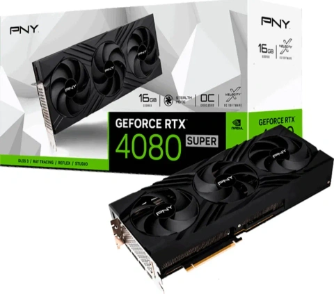Відеокарта PNY PCI-Ex GeForce RTX 4080 Super VERTO OC Triple Fan 16GB GDDR6X (256bit) (2565/23000) (HDMI, 3 x DisplayPort) (VCG4080S16TFXPB1-O)