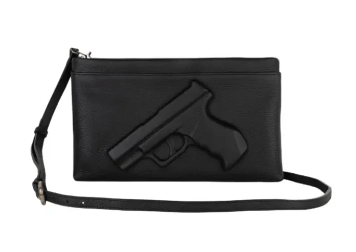 VLIEGER X VANDAM clutch gun in black чорна шкіряна сумка — фото 2