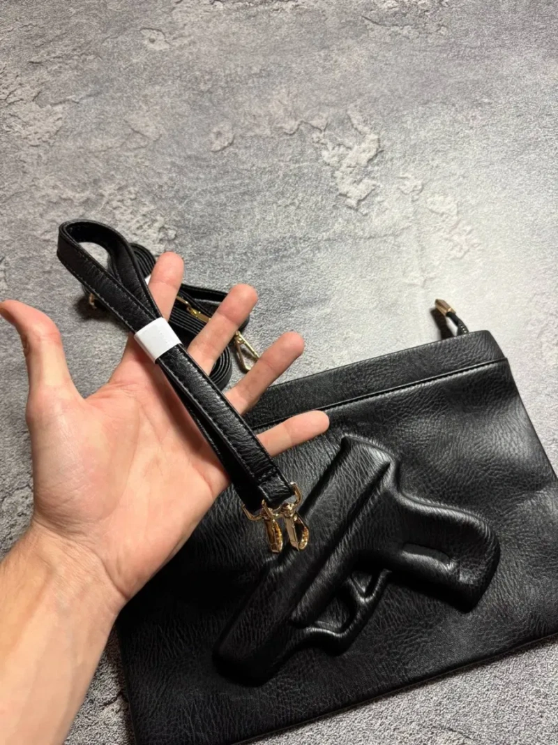 VLIEGER X VANDAM clutch gun in black чорна шкіряна сумка — фото 3