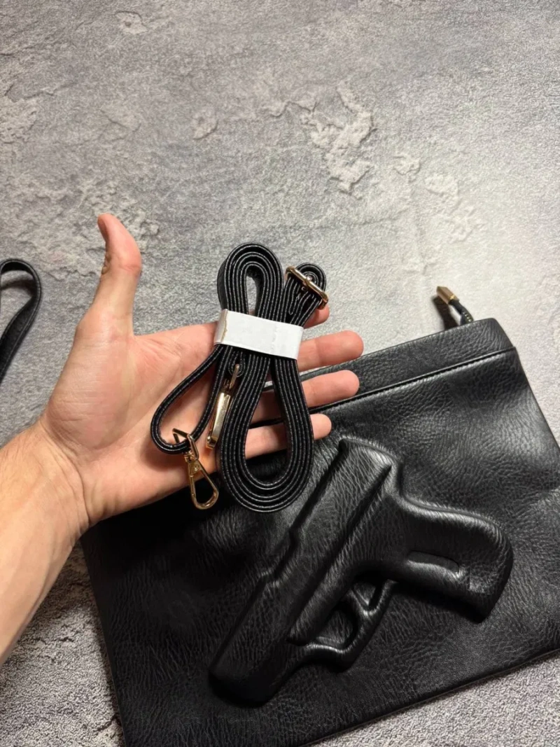 VLIEGER X VANDAM clutch gun in black чорна шкіряна сумка — фото 5