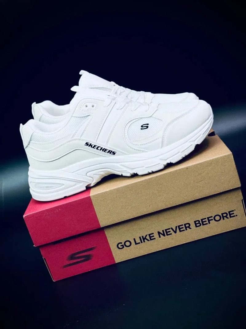 Якісні літні кросовки для чоловіків Skechers Performence кожані чоловічі кросовки скечерс білі — фото 2