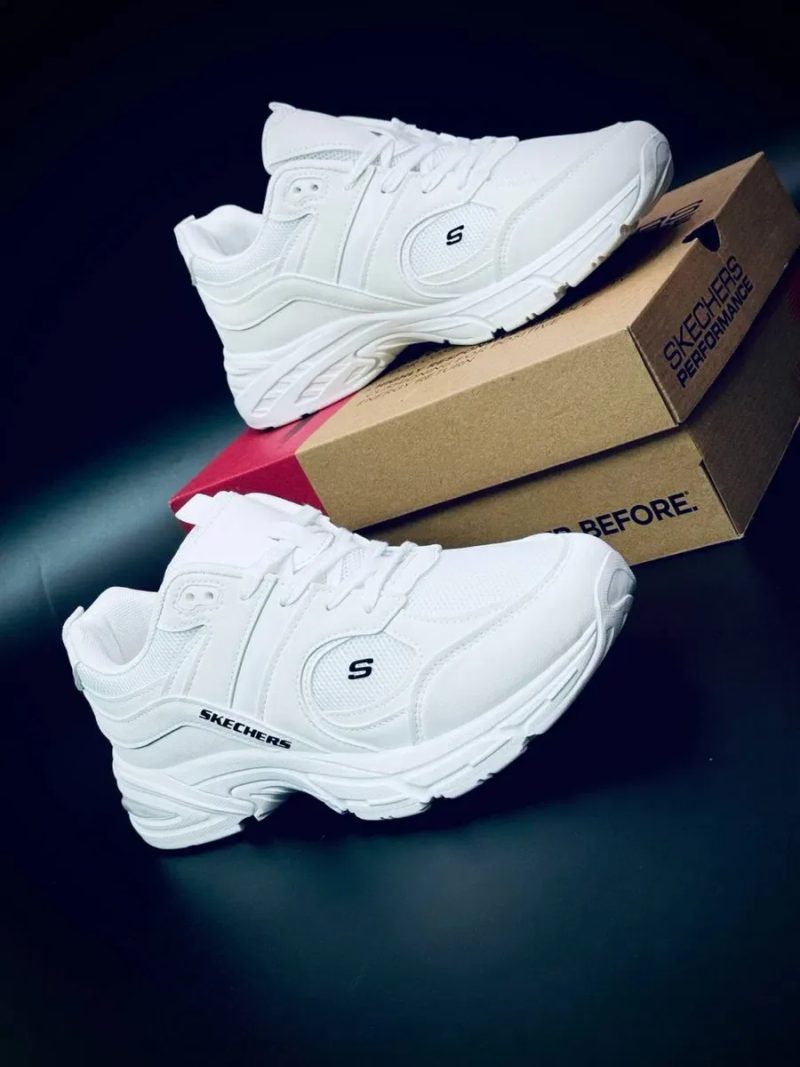 Якісні літні кросовки для чоловіків Skechers Performence кожані чоловічі кросовки скечерс білі — фото 4