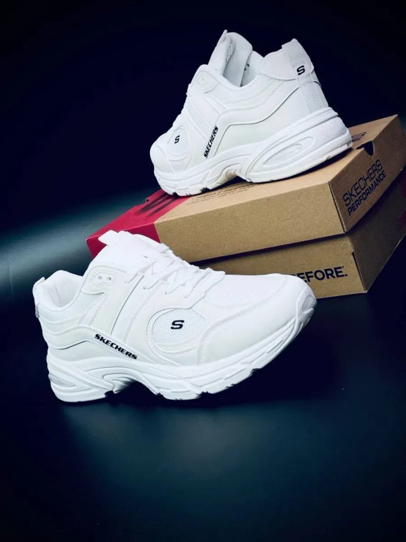 Якісні літні кросовки для чоловіків Skechers Performence кожані чоловічі кросовки скечерс білі — фото 5