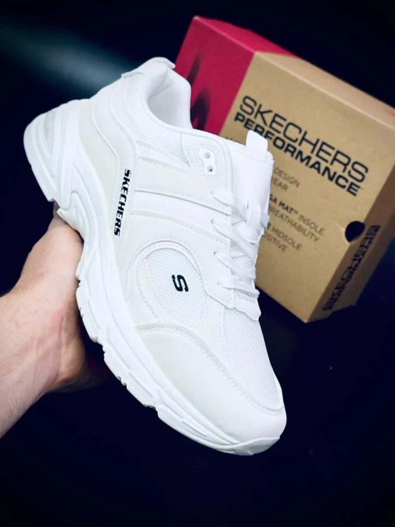 Якісні літні кросовки для чоловіків Skechers Performence кожані чоловічі кросовки скечерс білі — фото 8