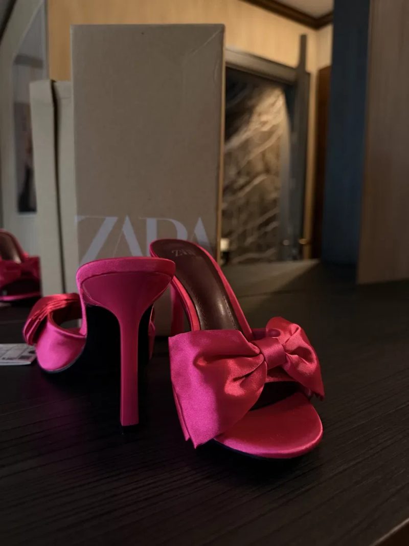 Яскраві рожеві мюлі Zara з бантом /36 розмір | Фуксія | Трендові — фото 4