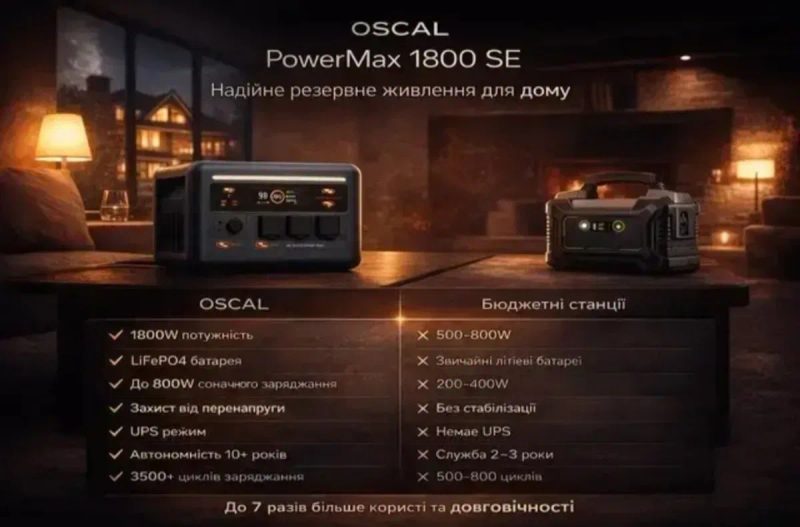 Зарядна станція Oscal Powermax 1800SE 1024Wh UPS — фото 5