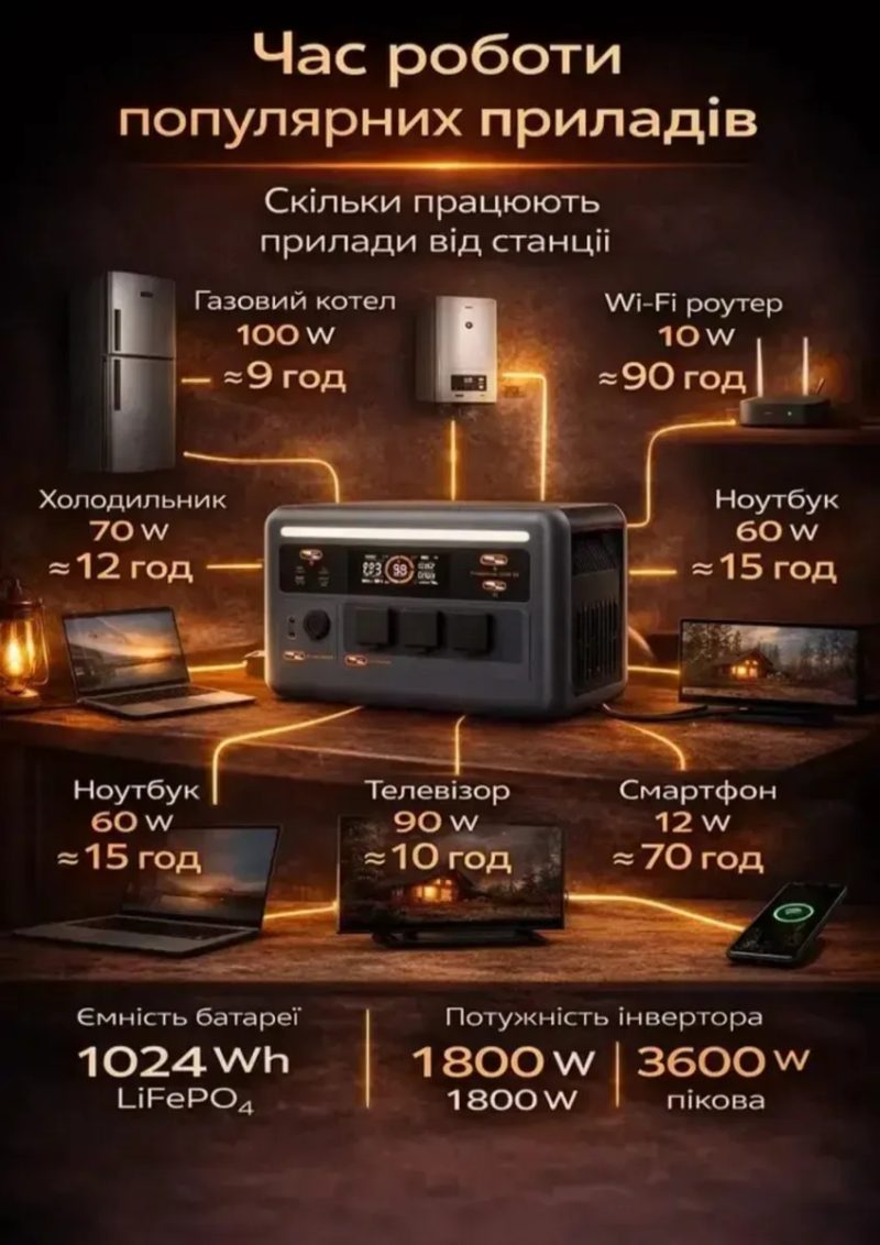 Зарядна станція Oscal Powermax 1800SE 1024Wh UPS — фото 6