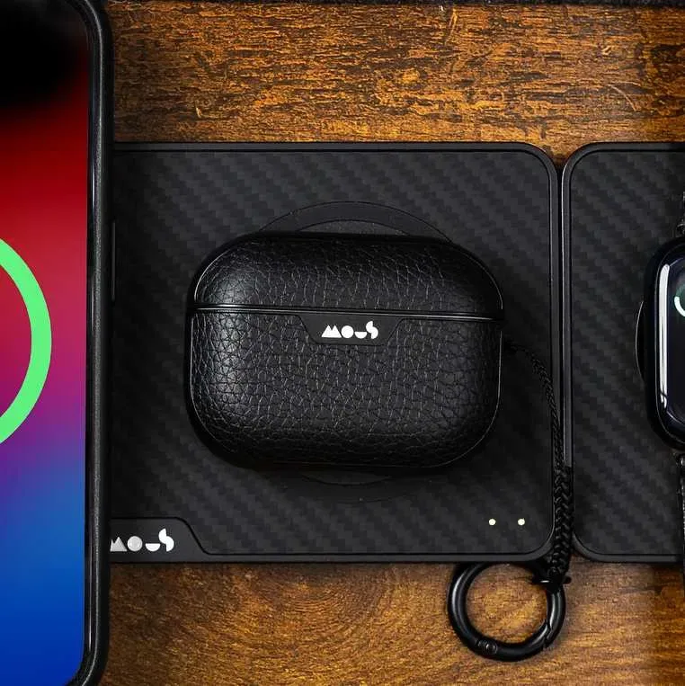 Защитный кейс "Mous" Black Leather к наушникам Apple AirPods Pro 1 и 2 — фото 6