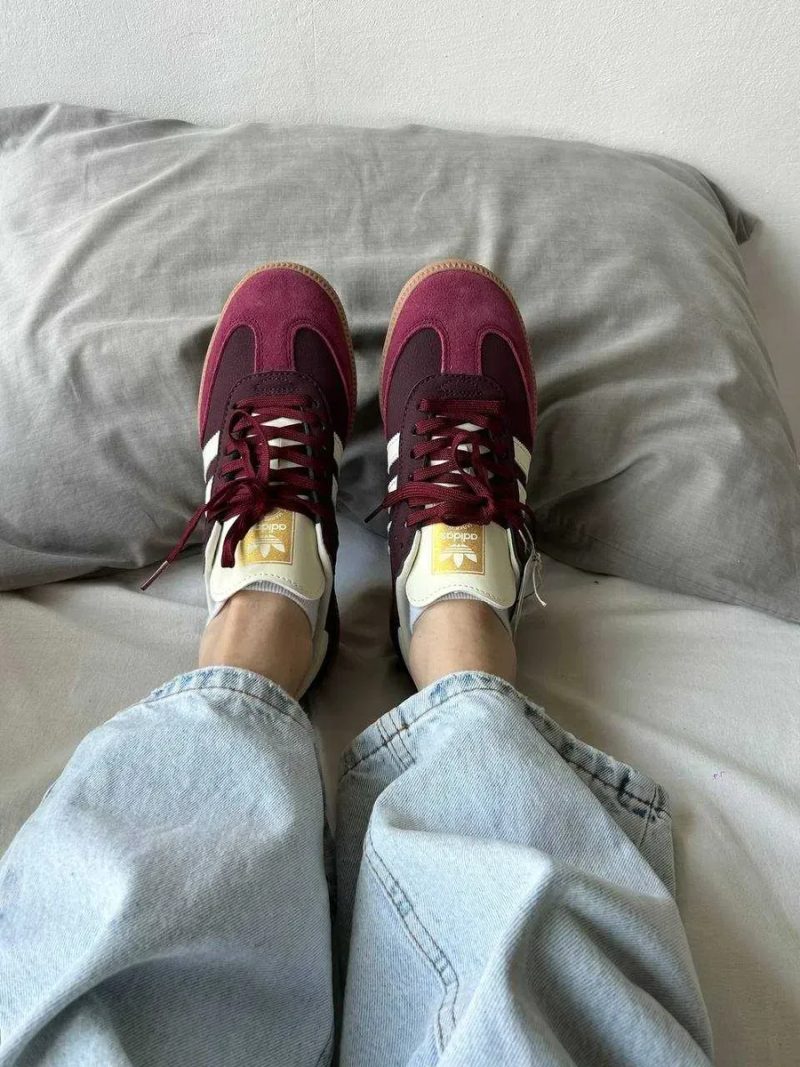 Женские кроссовки Adidas Samba OG Maroon / Адидас самба бордовые 36 38 39 40 — фото 6