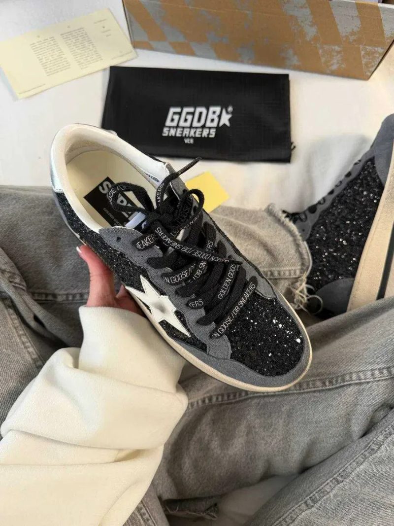 Женские кроссовки Golden Goose Black Grey Sparkles / Голден Чуз черные серые  36 37 38 39 40 — фото 2