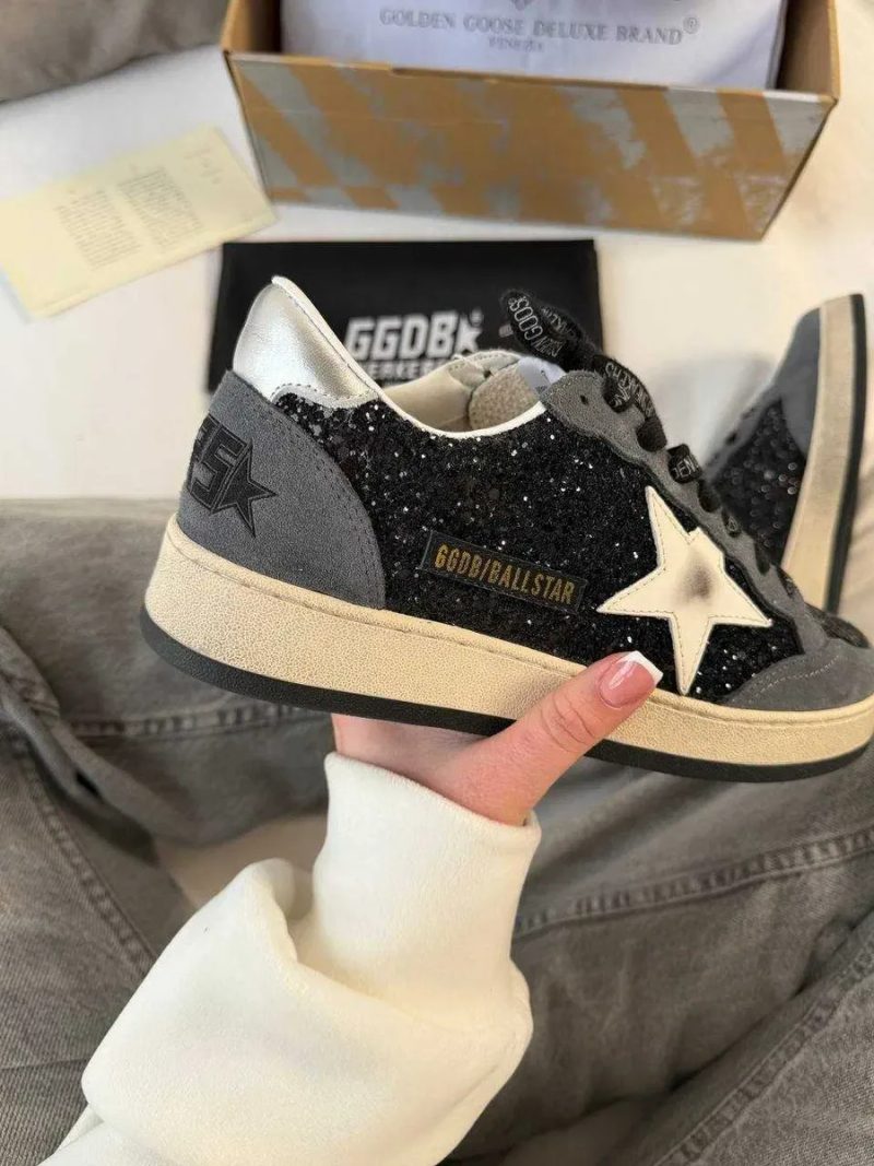 Женские кроссовки Golden Goose Black Grey Sparkles / Голден Чуз черные серые  36 37 38 39 40 — фото 3