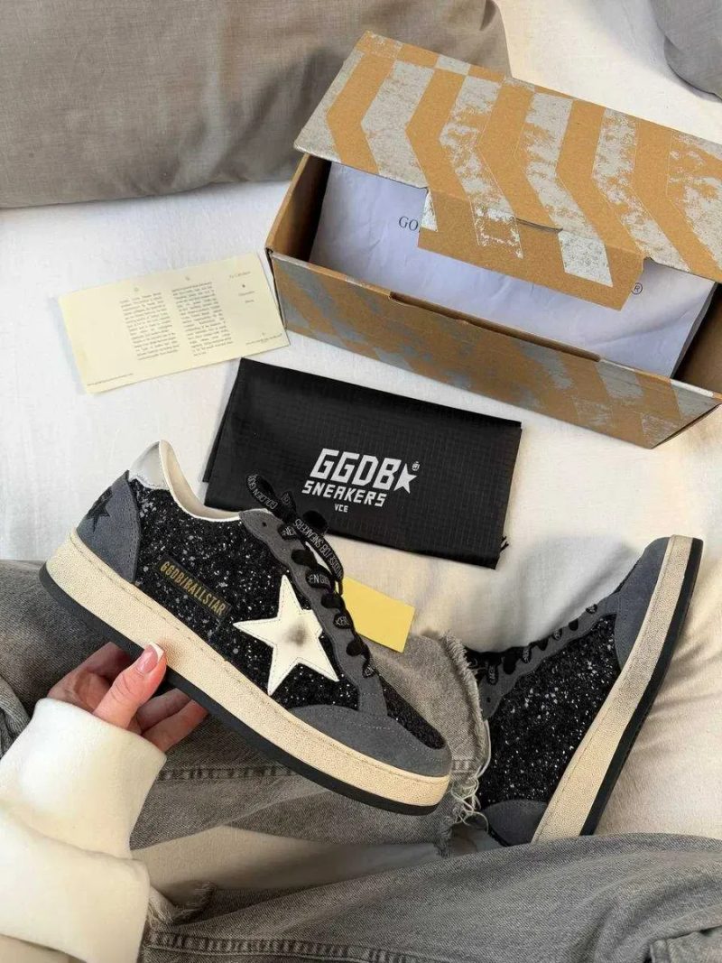 Женские кроссовки Golden Goose Black Grey Sparkles / Голден Чуз черные серые  36 37 38 39 40 — фото 5