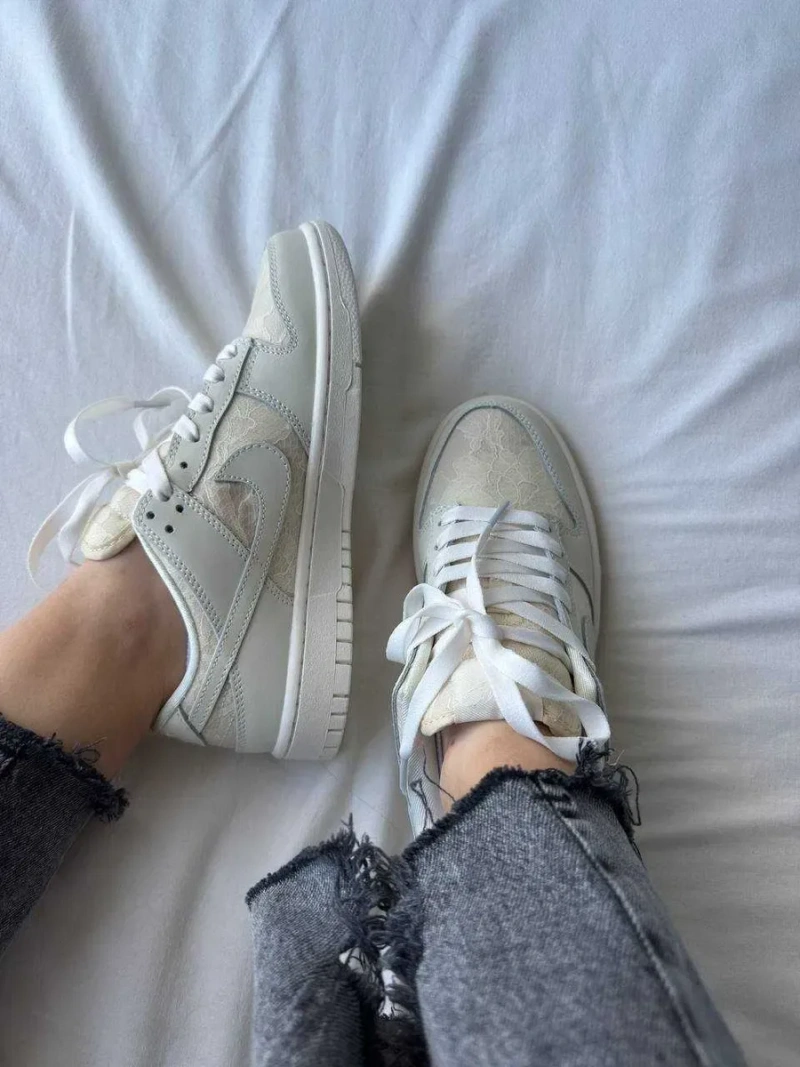 Женские кроссовки Nike SB Dunk Laces Pack / Найк Данк бежевые 36 37 38 39 40 41 — фото 5