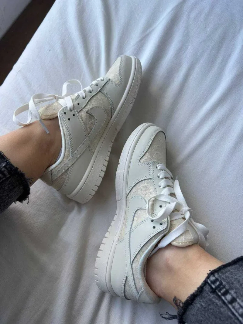 Женские кроссовки Nike SB Dunk Laces Pack / Найк Данк бежевые 36 37 38 39 40 41 — фото 6