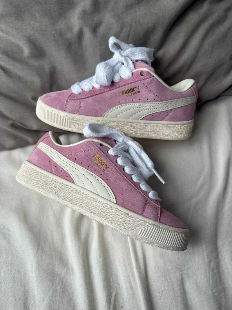 Женские кроссовки Puma Suede XL pink white / Пума XL белые розовые 36 37 38 39 40 — фото 3