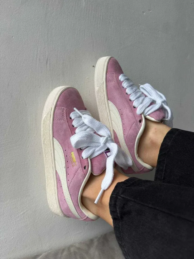 Женские кроссовки Puma Suede XL pink white / Пума XL белые розовые 36 37 38 39 40 — фото 4