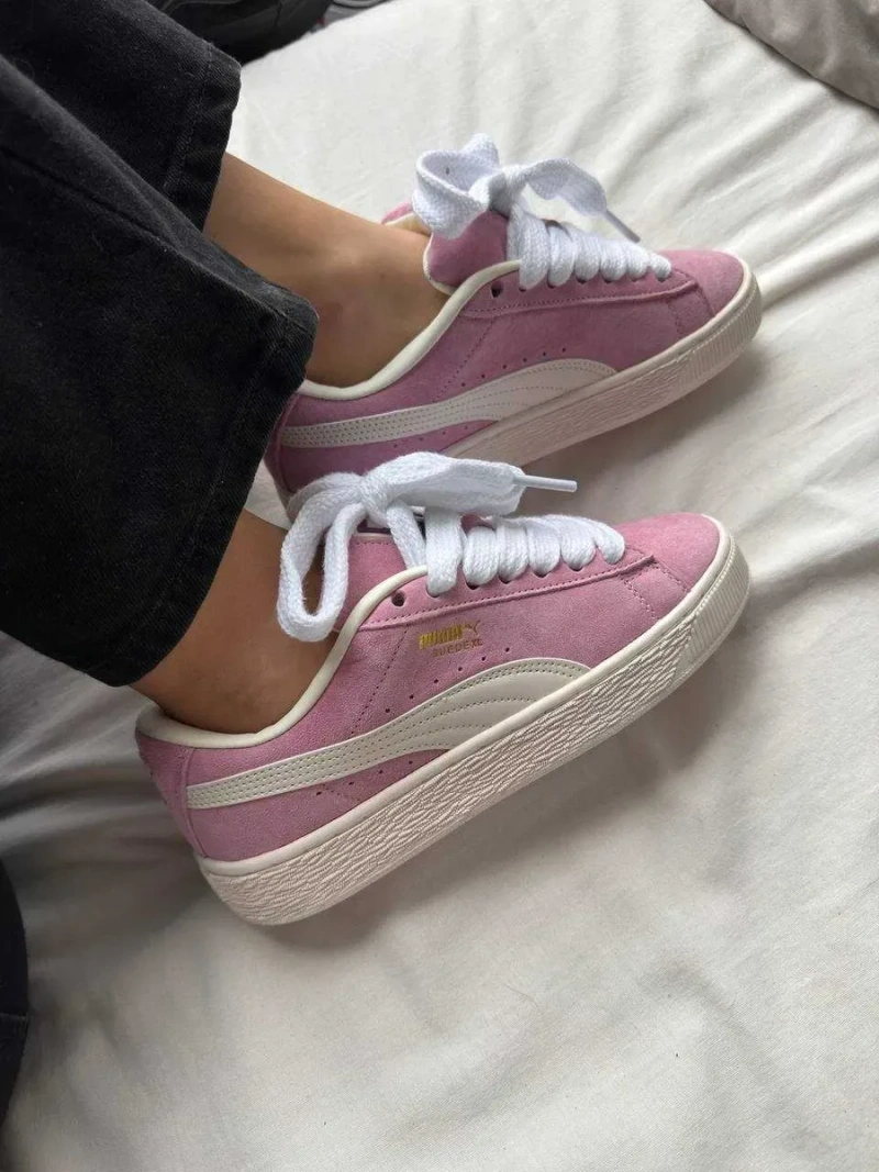 Женские кроссовки Puma Suede XL pink white / Пума XL белые розовые 36 37 38 39 40 — фото 5