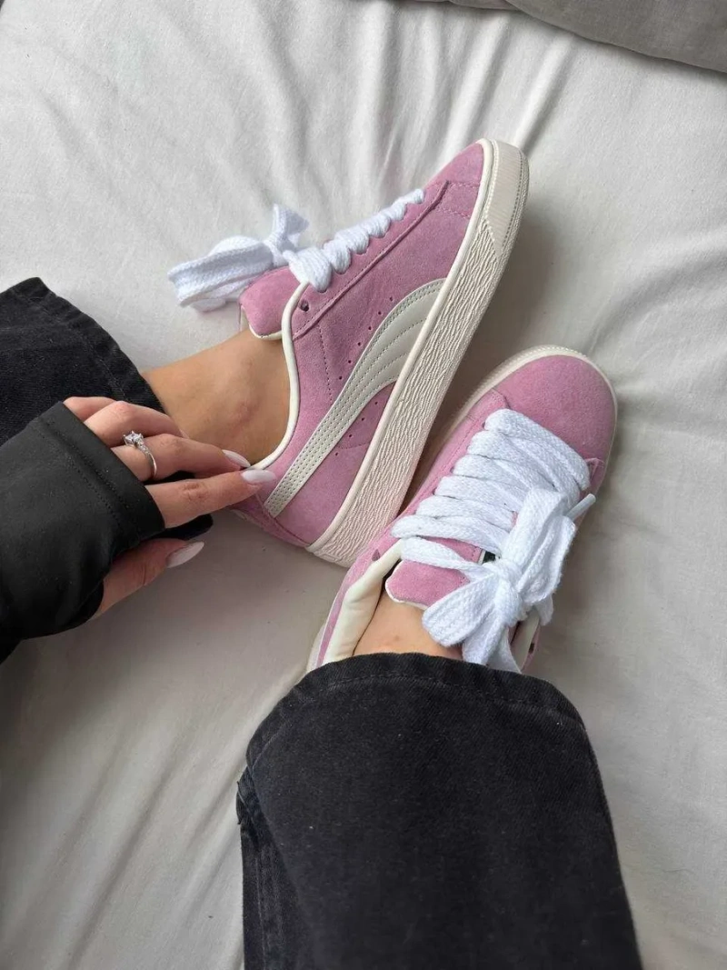 Женские кроссовки Puma Suede XL pink white / Пума XL белые розовые 36 37 38 39 40 — фото 6
