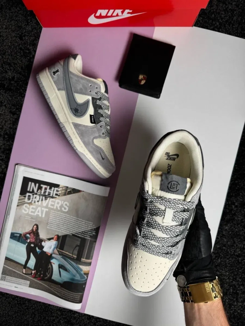 Жіночі кросівки найк данк лоу Nike SB Dunk Low x KAWS Grey Beige [36-41] — фото 2