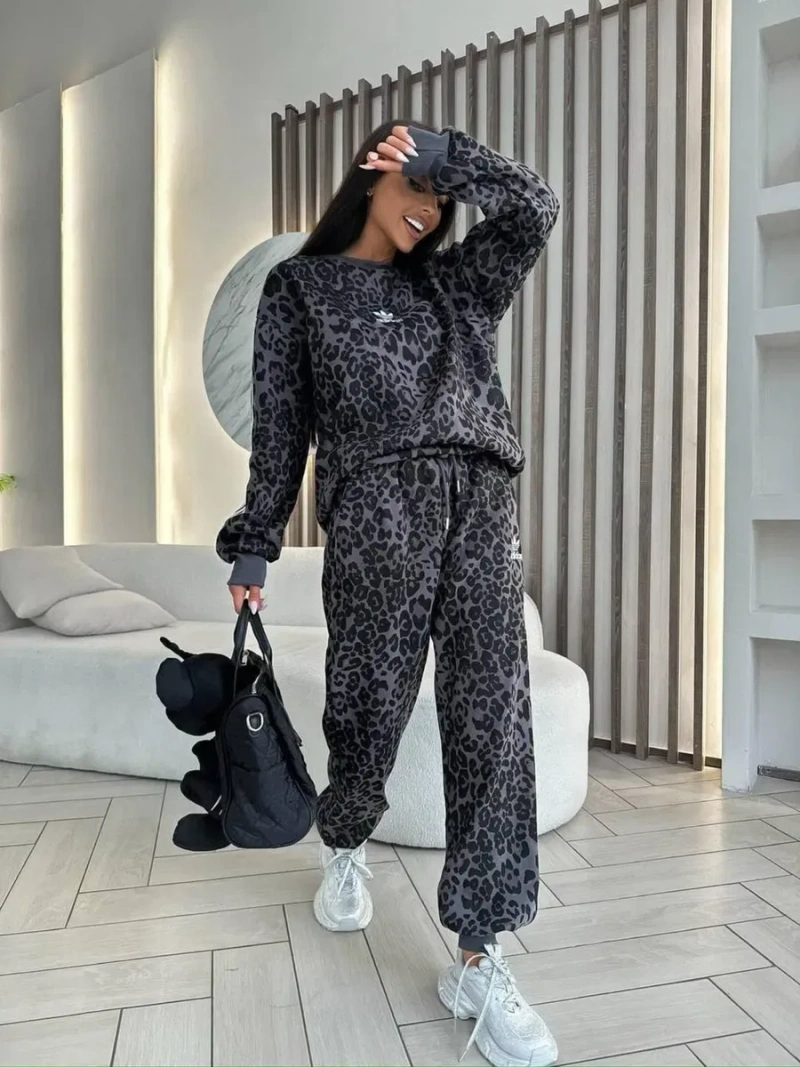 Жіночий спортивний костюм Adidas/Турецька трьохнитка/Леопардовий принт, костюм адідас/42-48 — фото 3