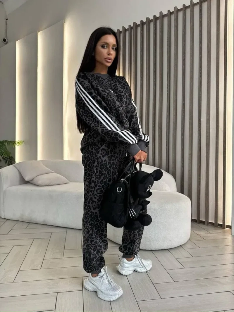 Жіночий спортивний костюм Adidas/Турецька трьохнитка/Леопардовий принт, костюм адідас/42-48 — фото 4