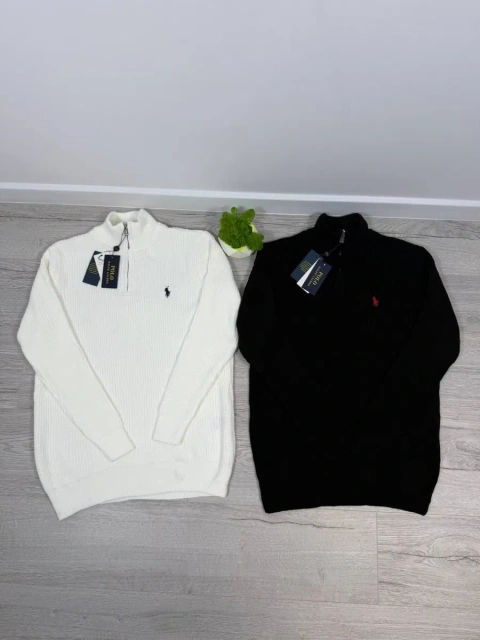 Зіп-худі 1/3 Polo Ralph Lauren вʼязане Чоловічий кардиган 1/3 поло чорний Кофта біла вʼязана