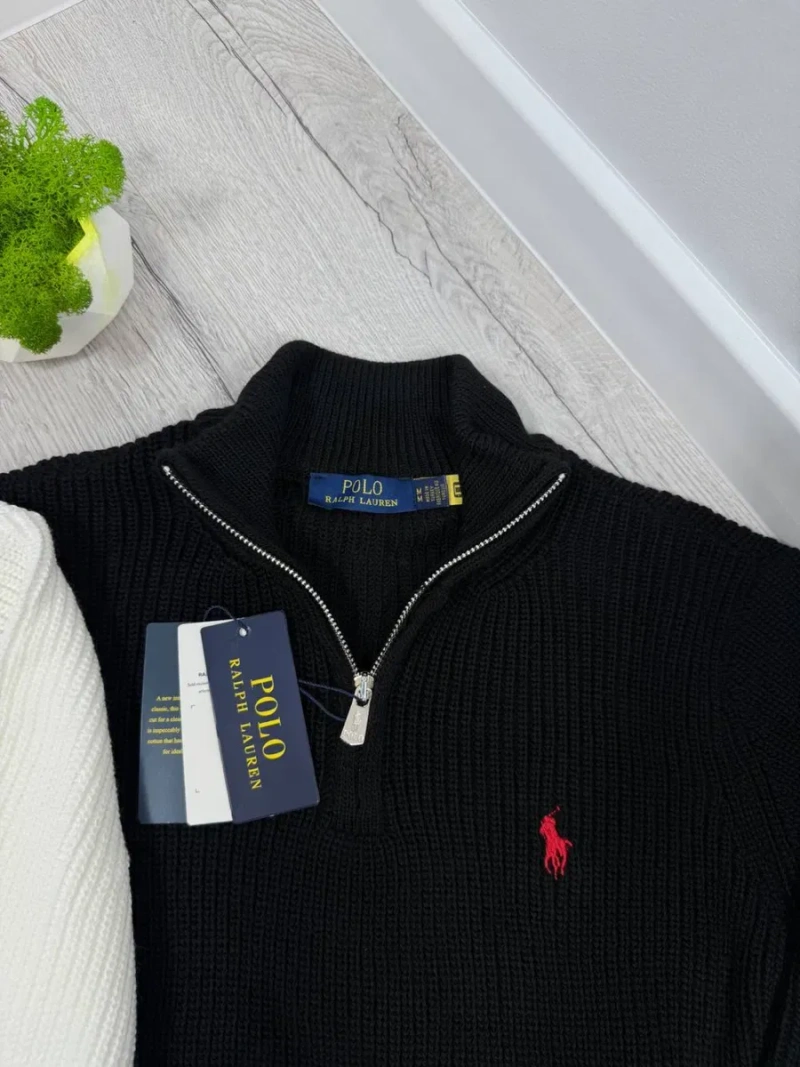 Зіп-худі 1/3 Polo Ralph Lauren вʼязане Чоловічий кардиган 1/3 поло чорний Кофта біла вʼязана — фото 4