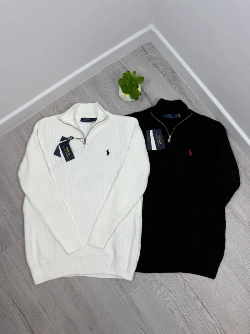 Зіп-худі 1/3 Polo Ralph Lauren вʼязане Чоловічий кардиган 1/3 поло чорний Кофта біла вʼязана — фото 5