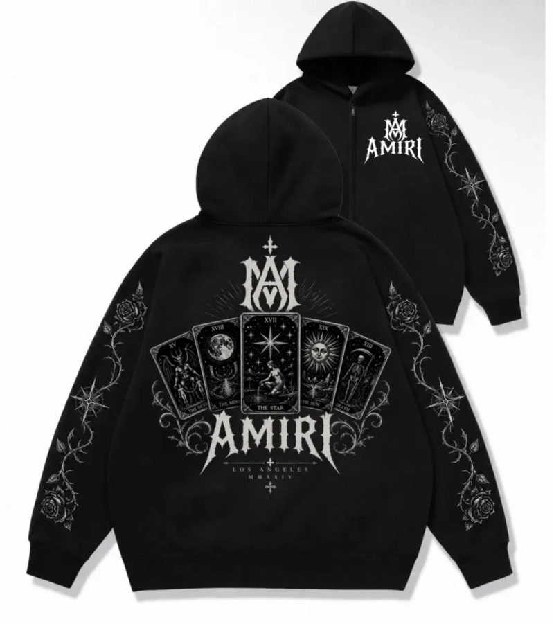 Зип худи Amiri Logo унисекс черные Амири кофта толстовка свитшот лонгслив Новые модели Отлично подойдет на подарок — фото 3