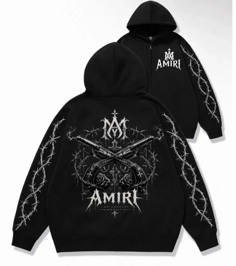 Зип худи Amiri Logo унисекс черные Амири кофта толстовка свитшот лонгслив Новые модели Отлично подойдет на подарок — фото 5