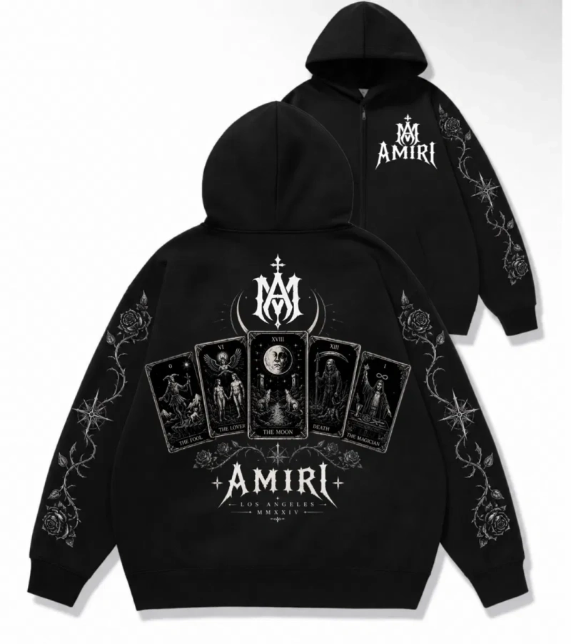 Зип худи Amiri Logo унисекс черные Амири кофта толстовка свитшот лонгслив Новые модели Отлично подойдет на подарок — фото 6