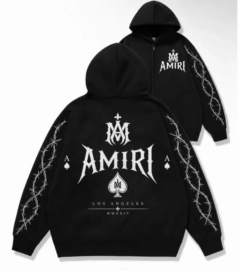 Зип худи Amiri Logo унисекс черные Амири кофта толстовка свитшот лонгслив Новые модели Отлично подойдет на подарок — фото 7