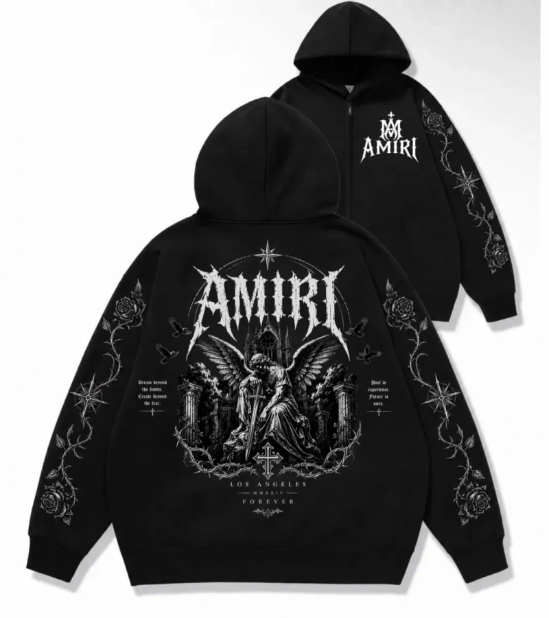 Зип худи Amiri Logo унисекс черные Амири кофта толстовка свитшот лонгслив Новые модели Отлично подойдет на подарок — фото 8