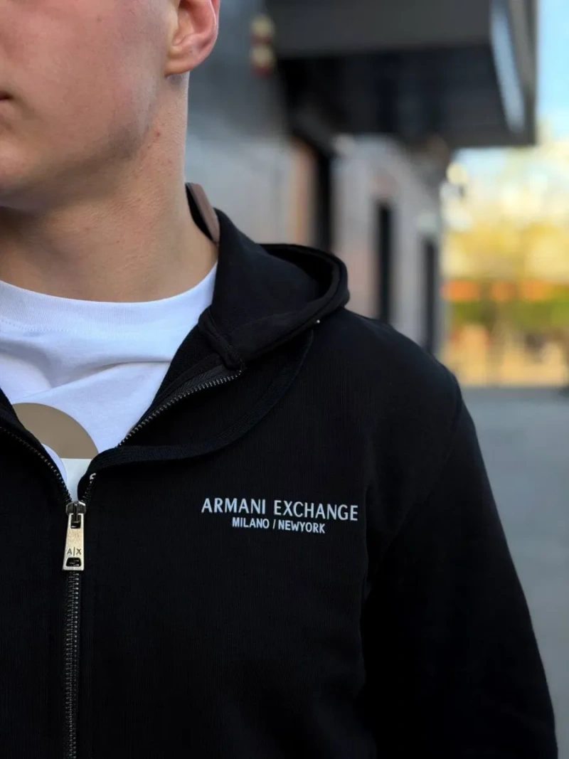 Зіп-худі Armani Exchange milano Кофта армані ексчейндж чорна Чоловіча зіпка Armani new york — фото 4