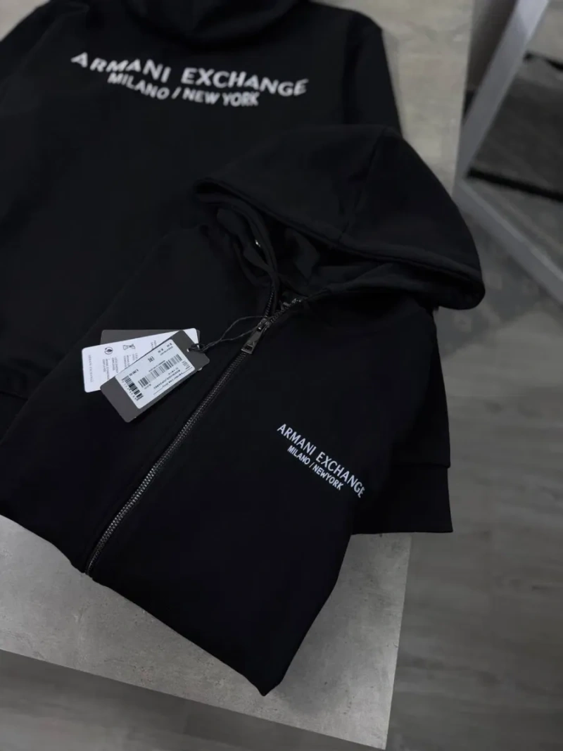 Зіп-худі Armani Exchange milano Кофта армані ексчейндж чорна Чоловіча зіпка Armani new york — фото 5
