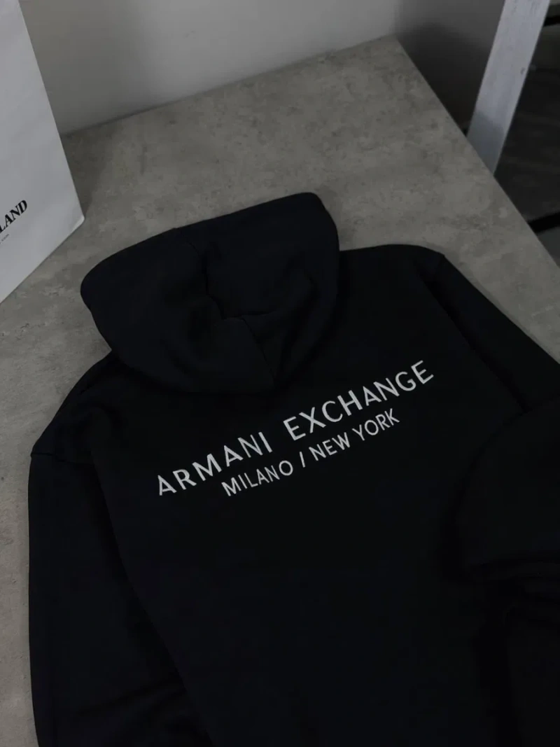 Зіп-худі Armani Exchange milano Кофта армані ексчейндж чорна Чоловіча зіпка Armani new york — фото 6