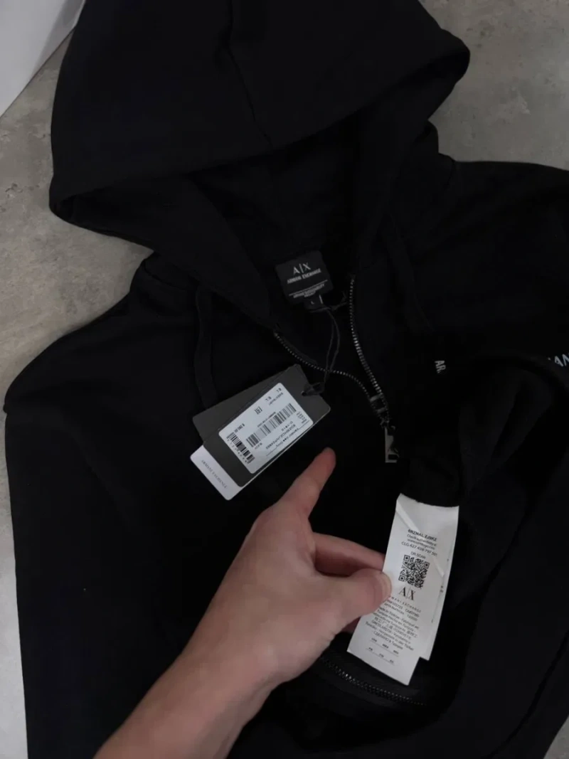 Зіп-худі Armani Exchange milano Кофта армані ексчейндж чорна Чоловіча зіпка Armani new york — фото 7